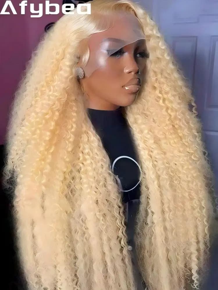 613 Hd Lace Frontal Wig 13X6 Deep Water Wave Human Hair Wigs Curly Colored Blonde 250 Density 30 Inch Pre Plucked Brazilian Wigs