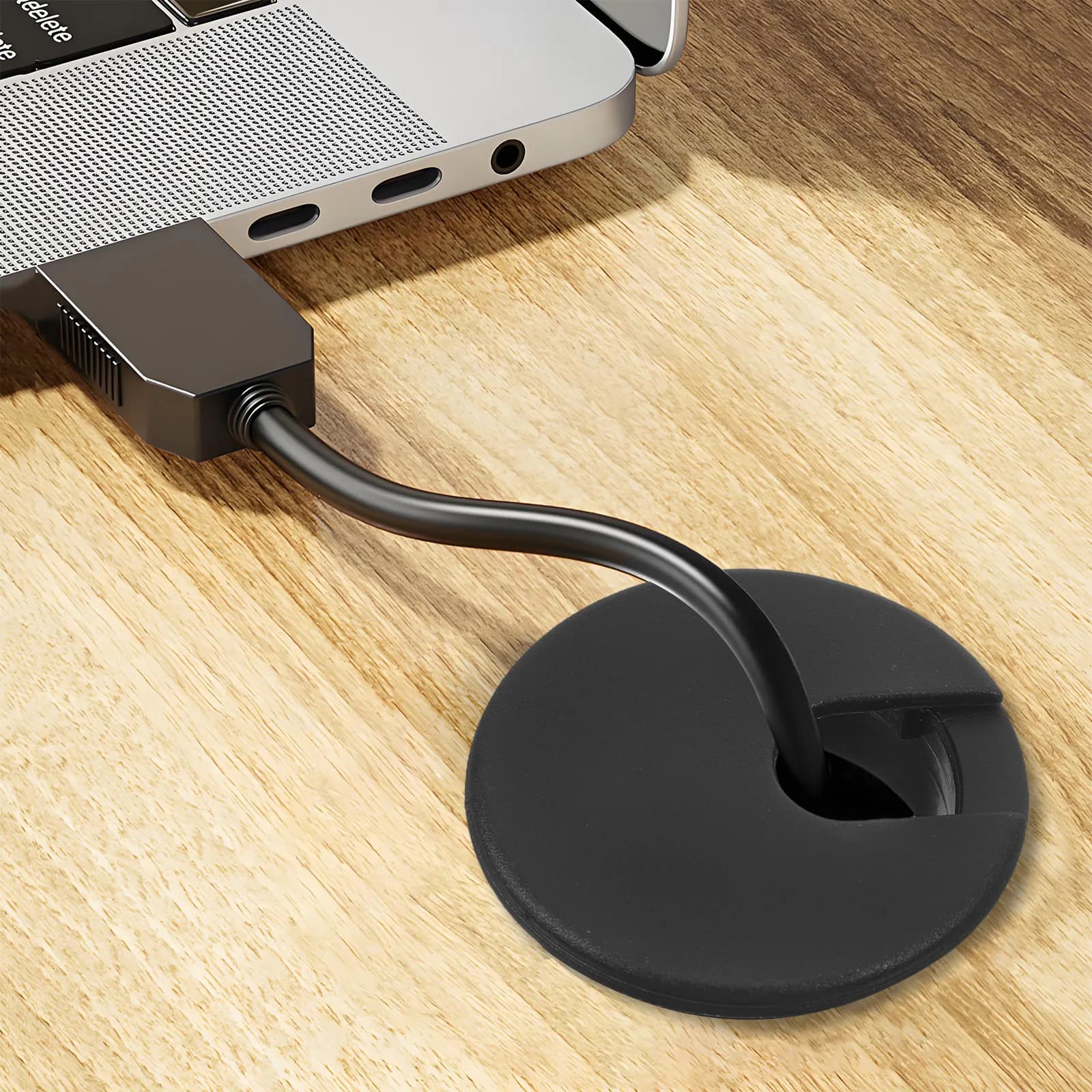 20 Pezzi Passacavi da Scrivania Neri, Copricavo Compatti Rimovibili per la Gestione dei Cavi, Organizzatore per Ufficio Moderno e Home Workspace