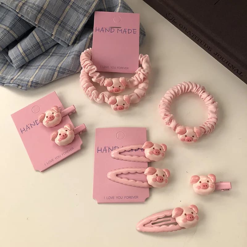 Internet celebrity blush pink pig cute hairpin side bb clip sweet hair band hairpin female cartoon headgear hair accessories