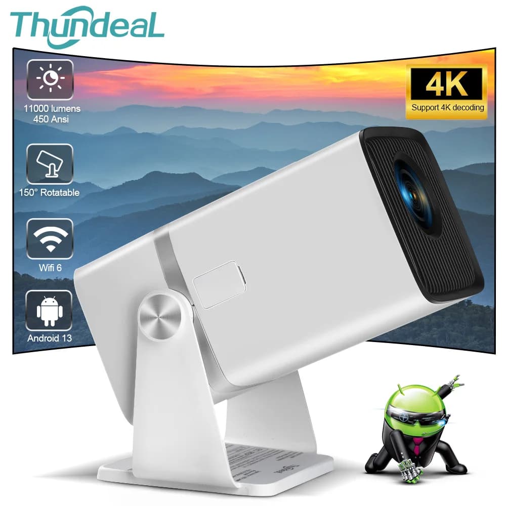 ThundeaL Mini Proiettore HD TD80W PK HY320 HY300 Full HD 1080P 2K 4K Android 13 Proiettore portatile a fascio LED Home Theater Cinema