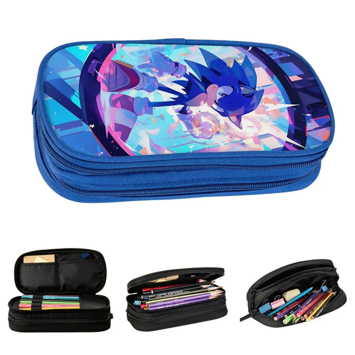 Astuccio Portapenne Grande a Forma di Omino Guscio Blu Cartone Animato, Borsa Porta Penne per Studenti, Forniture Scolastiche, Regali