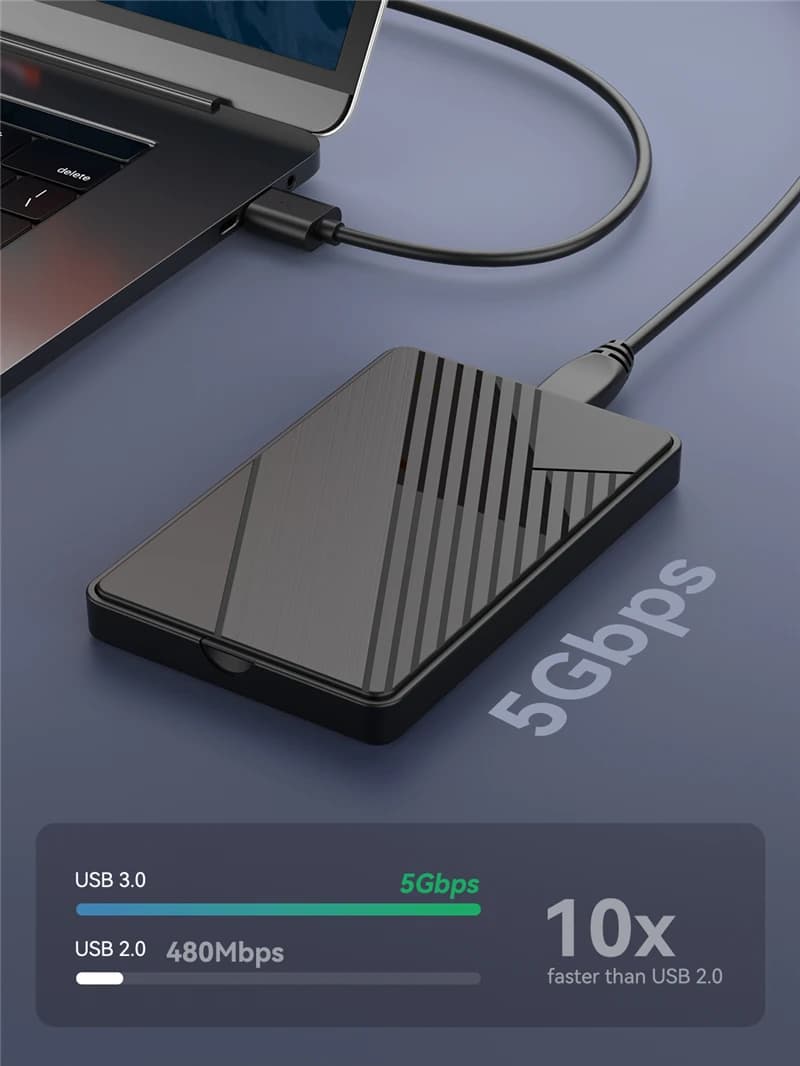 2.5-inch SATA to USB 3.0 External Hard Drive Enclosure Tool-Free 5Gbps SSD HDD Case Mobile Disk Box Support 6TB Laptop PC