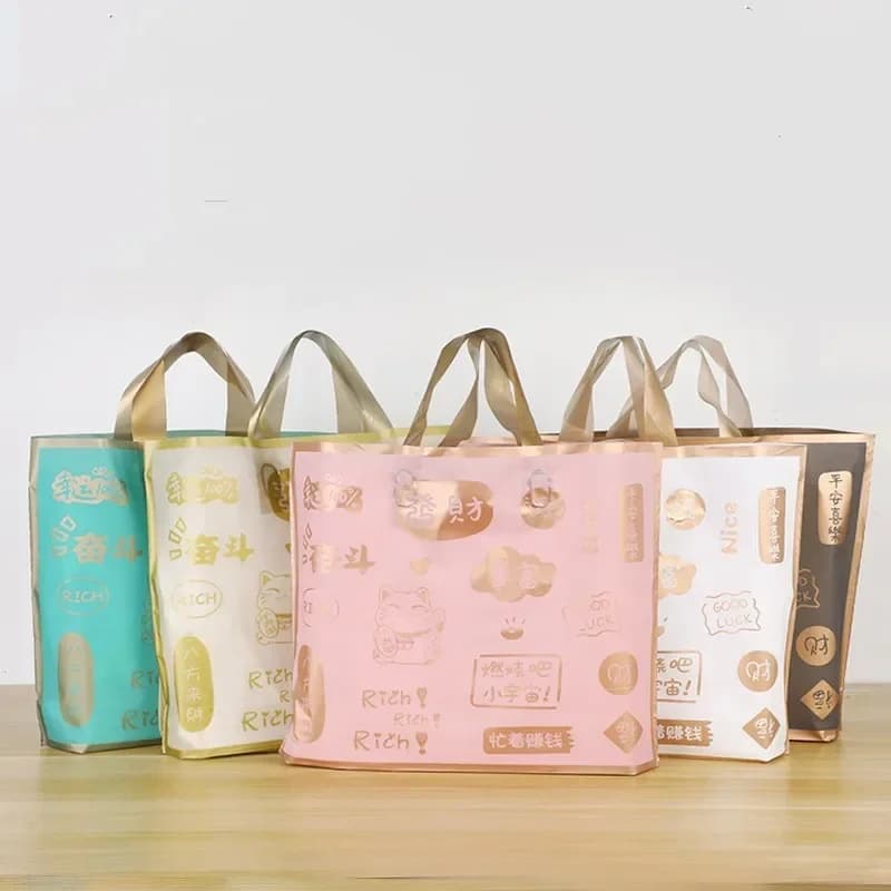 Borsa in plastica per negozio di abbigliamento da 20 pezzi con manico Confezione regalo Borsa per la spesa Scarpe per torte Borse per abbigliamento