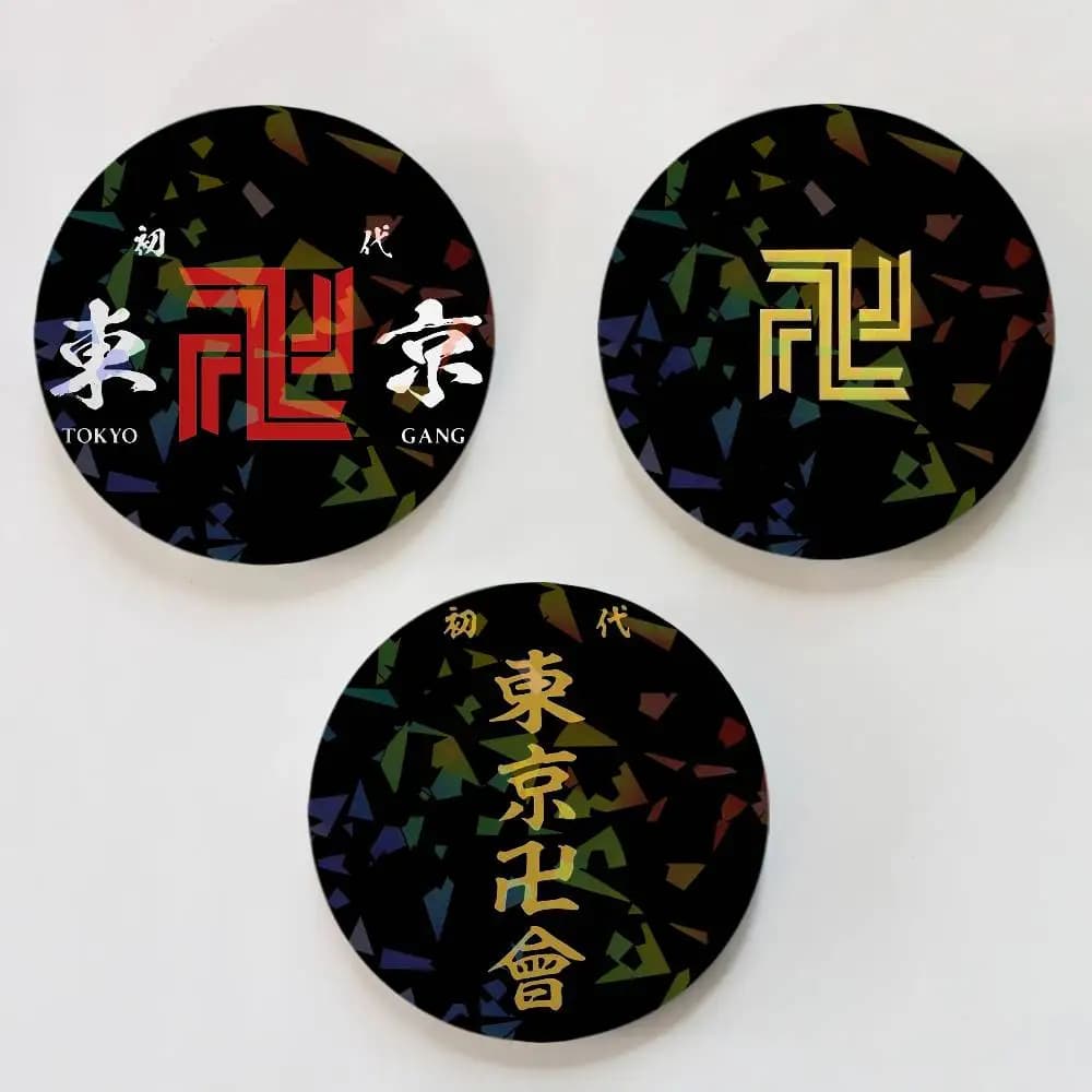 Spille Rotonde Anime T-Tokyo Avengers con Incisione Laser, Distintivi Creativi per Vestiti, Cappelli, Zaini, Accessori Regalo