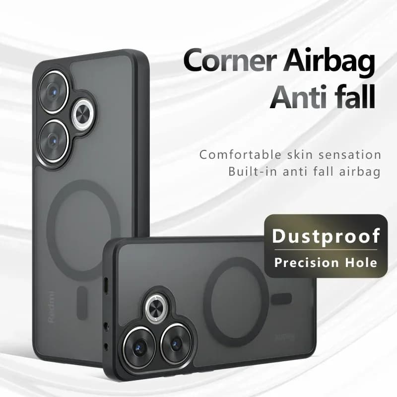 Per Xiaomi Poco F6 Redmi Turbo 3 Custodia antiurto magnetica Sensazione della pelle Texture opaca Cornice in TPU Cover per telefono in plastica rigida traslucida