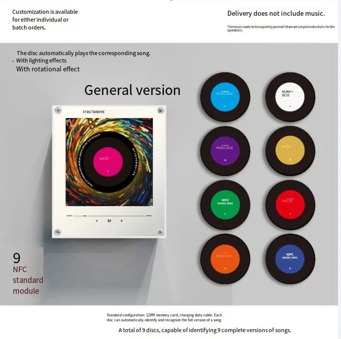 Disco Rotante Magnetico per Frigorifero, Sensore NFC e Illuminazione Notturna, Scheda di Memoria 128G, Ornamento Creativo in Acrilico con Canto Automatico