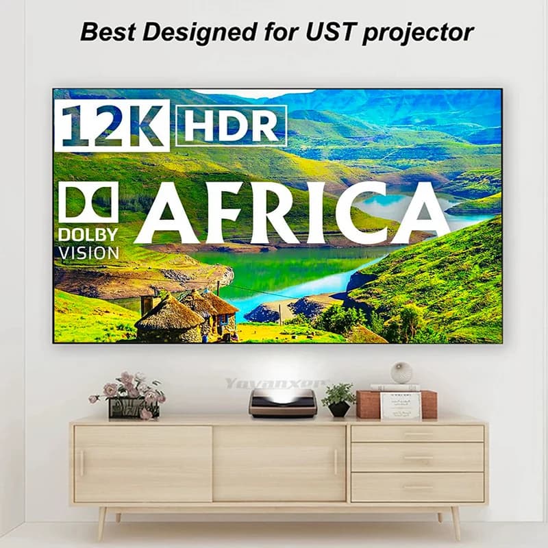 Newset Schermo per proiezione in cristallo PET da 130 pollici per proiettore ultra corto Luce ambientale che rifiuta lo schermo per proiettore a cornice fissa 4K