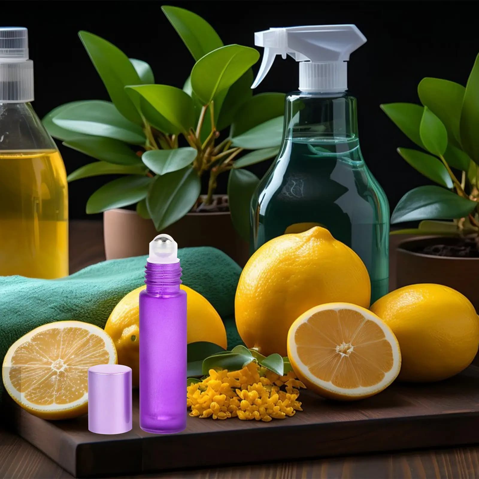10 Pezzi Flaconi Roll-on in Vetro da 10ml, Eleganti e Colorati, per Oli Essenziali, Sieri e Siero Occhi, Ricaricabili