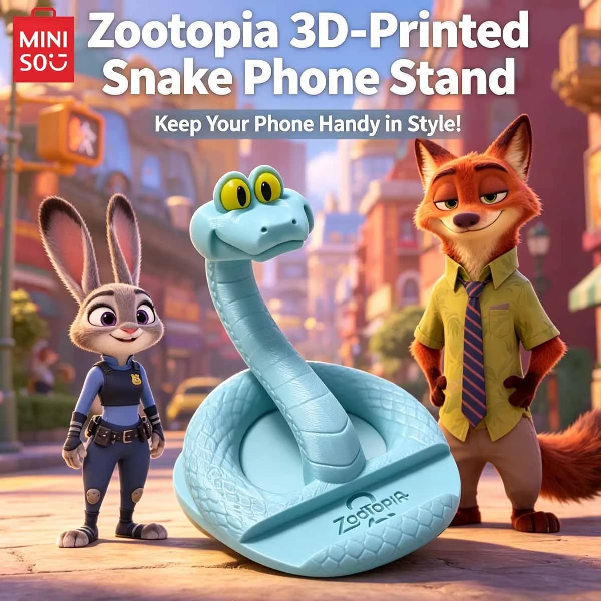 【Miniso】Supporto per cellulare Zootopia 2 Gary the Snake, ornamento da scrivania compatto, gadget creativo per ufficio