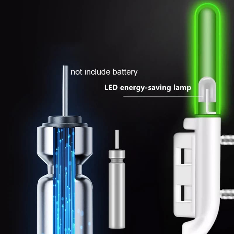 Fishing Bite Alarms Fishing Rod Double Bell Rod Clamp Tip Induction Lamp Bright Night Flash LED Without Battery Tackle Flash LED