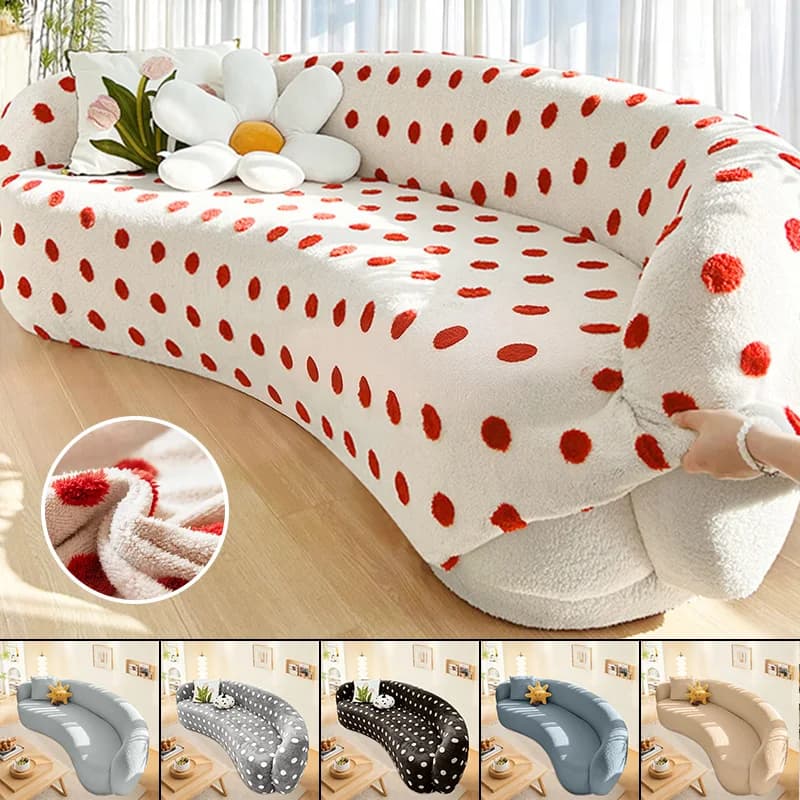 Plush Shaped Sofa Protector Stretch Semi-Circular Curved Couch Cover Soft Sectional Jacquard Sofa Slipcover for Living Room