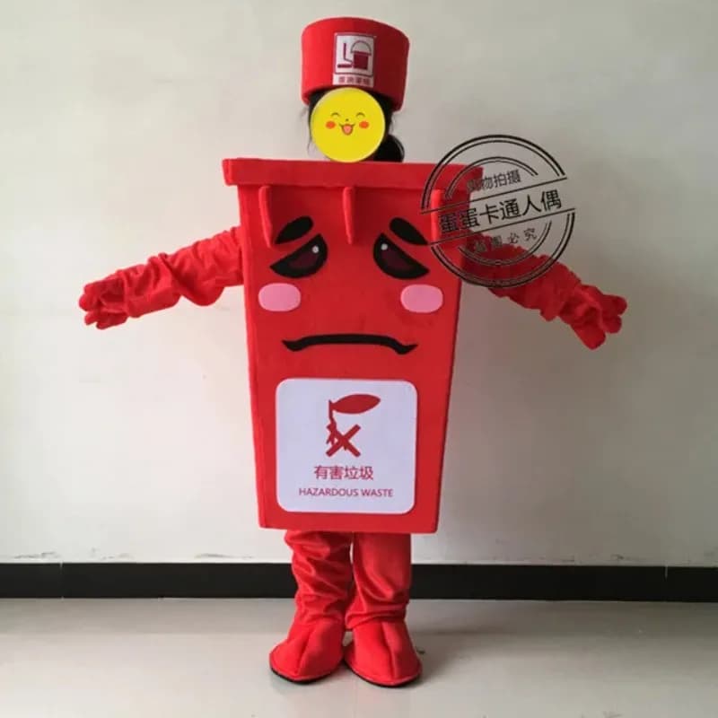 Costume da Mascotte Bidone della Spazzatura per Bambini, Taglia per Bambini, Cestino dei Rifiuti, Bidone dei Ceneri, Mascotte Pubblicitaria, Kit per Travestimenti di Halloween