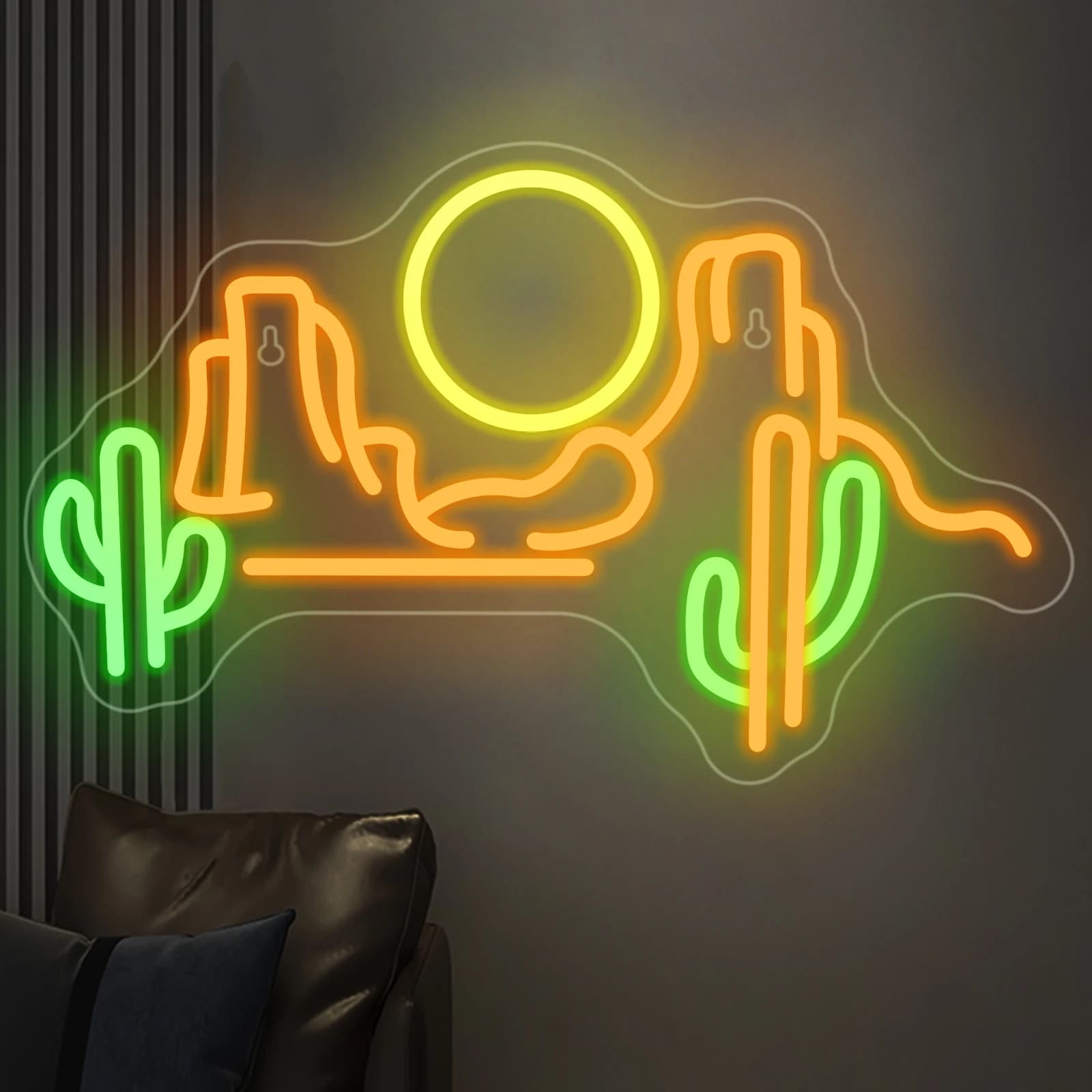 Sole Insegna al neon Vista solare Insegna al neon a LED Decorazione della stanza per camera da letto Hotel Bar Club Decorazione da parete artistica dimmerabile Lampada alimentata tramite USB