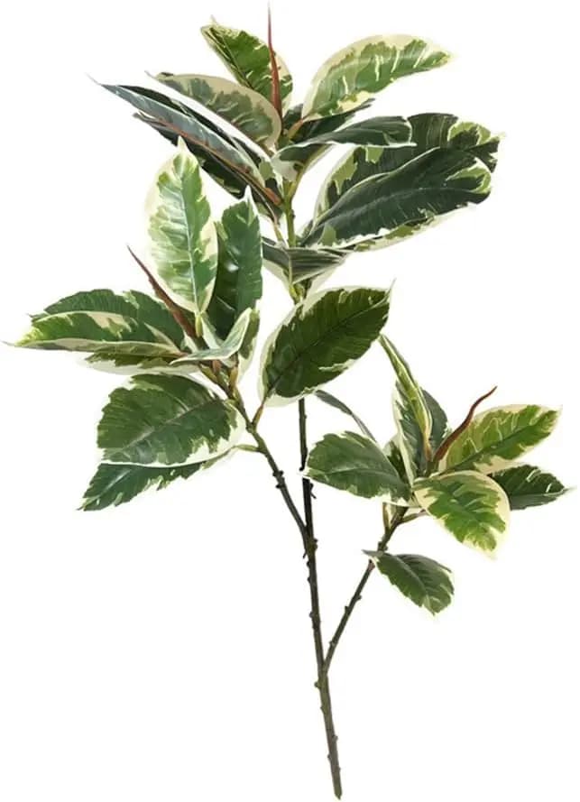 Artificial plant Ficus Tineke 31" Fake variegated rubber tree copper for artificial potted floor plants for home office furniture
