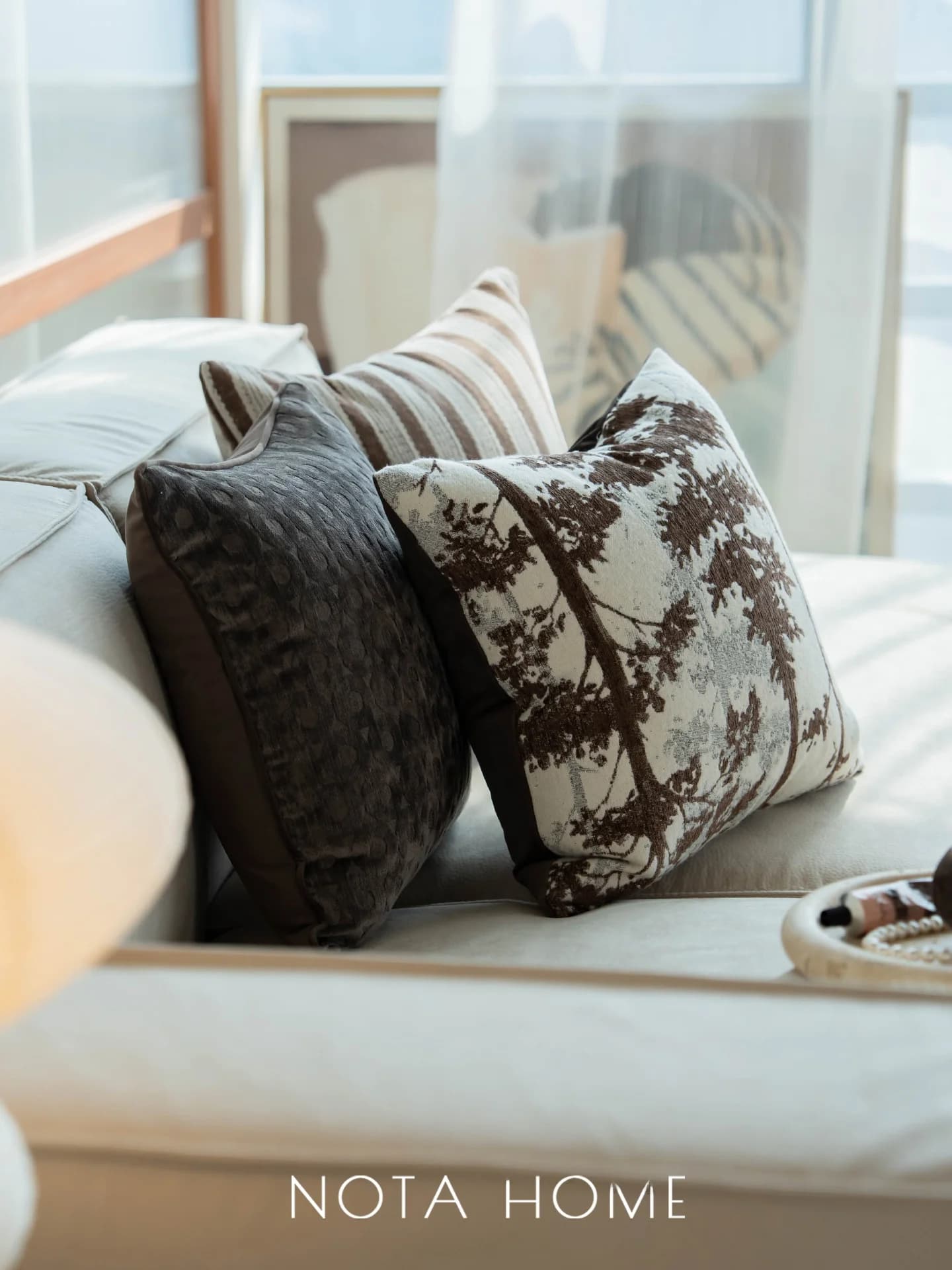New Chinese Style Pillowcase Soft Decoration Luxury Sensation Square Stripe Pillow Creamy Style Car Mounted Lumbar Pillow