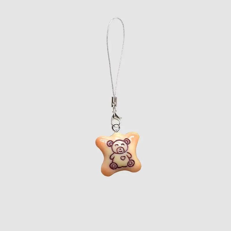 Love Bear Biscuit Phone Charms Pendant Cute Kawaii Anime Keychain Accessories For iPhone XR Schoolbag Ins Korea New Case