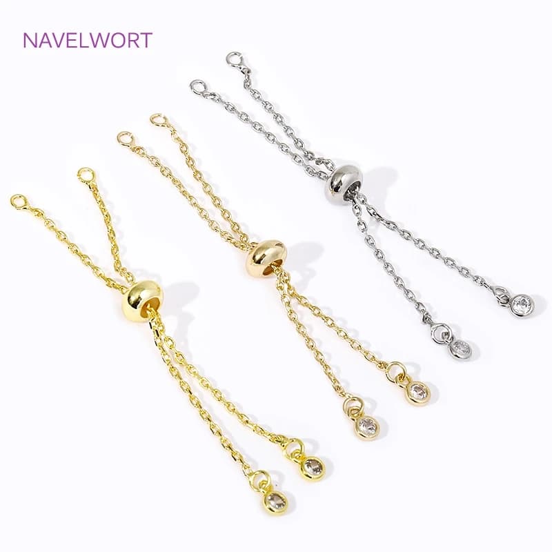 Catena di estensione regolabile placcata oro 2/4/6 pezzi 14K/18K, con perline regolabili in Silicone, per accessori per la creazione di gioielli fai da te