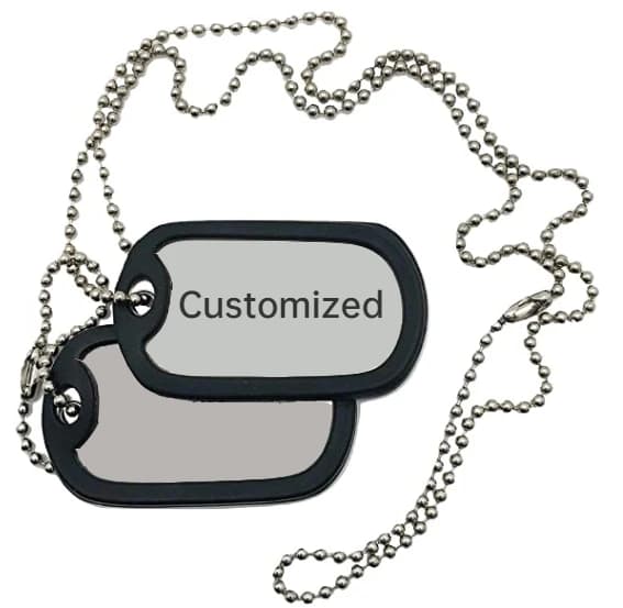 Personalized Stainless Steel Dog Military Army Tag Engraved Laser Name Character Photos Beaded Chain Necklace