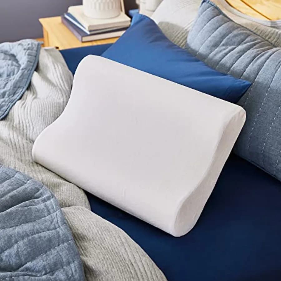 Memory Foam Contour Pillow, Queen Size, Head, Neck, and Shoulder Alignment, Side and Back Sleepers, Medium Support