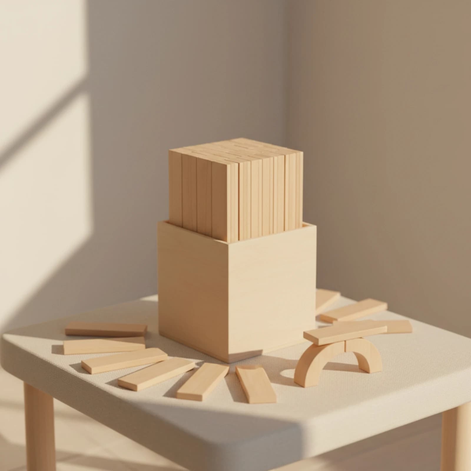 120 Pieces Stacking Blocks with Storage Box Educational Wooden Building Blocks Wooden Planks Learning Toy Flat for Children
