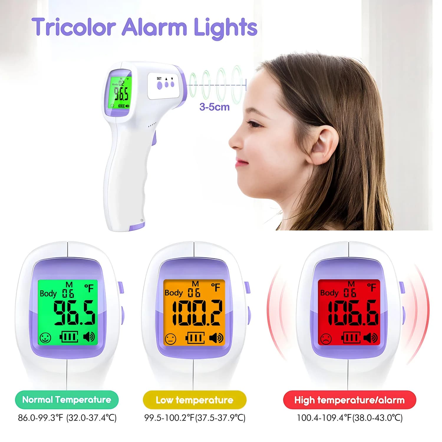 Contactless infrared thermometer for ear - Medical grade, quick LCD reading, fever detector for infants/adults for domestic use