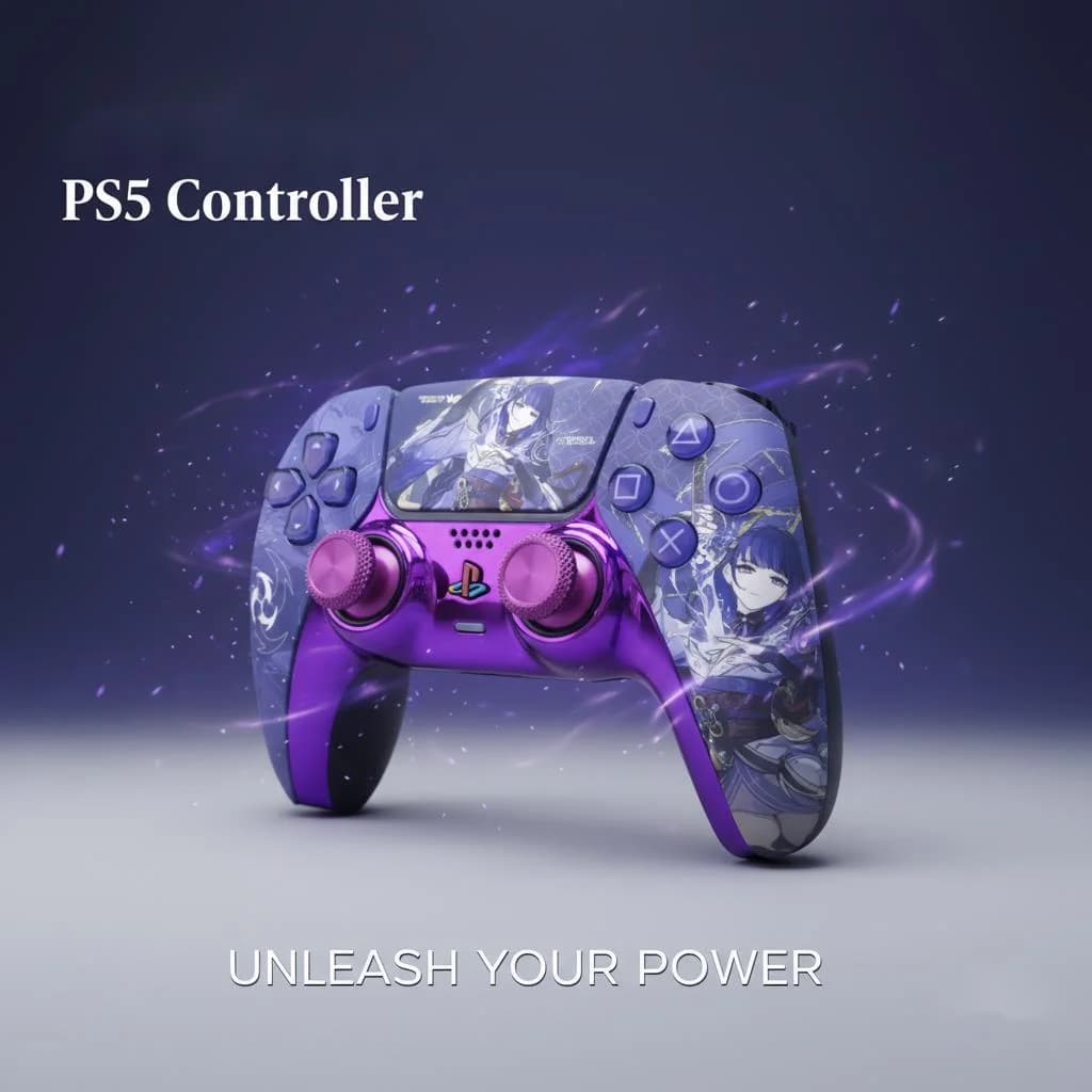 Nuova Scocca di Ricambio per Controller PS5 Genshin Impact Raiden Shogun, Custodia Sostitutiva DualSense Beelzebul, Accessori Fai-da-Te, Regalo