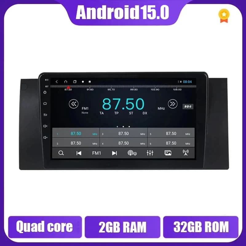 Per BMW X 5 /E 39 E53 (1996-2007) Autoradio Lettore video multimediale Navigazione GPS Android 15.0 Double Din Mirrorlink 2DIN WiFi