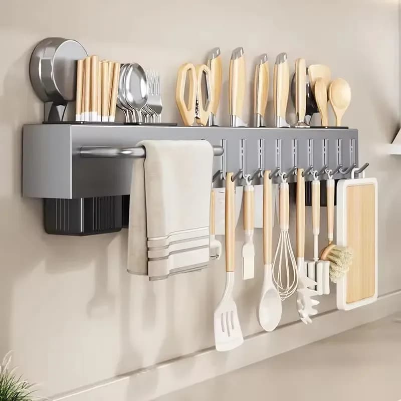 Organizzatore da Cucina per Spezie e Coltelli, Porta Coltelli, Porta Spezie, Supporto per Cucchiai e Bacchette, Organizer Sospeso