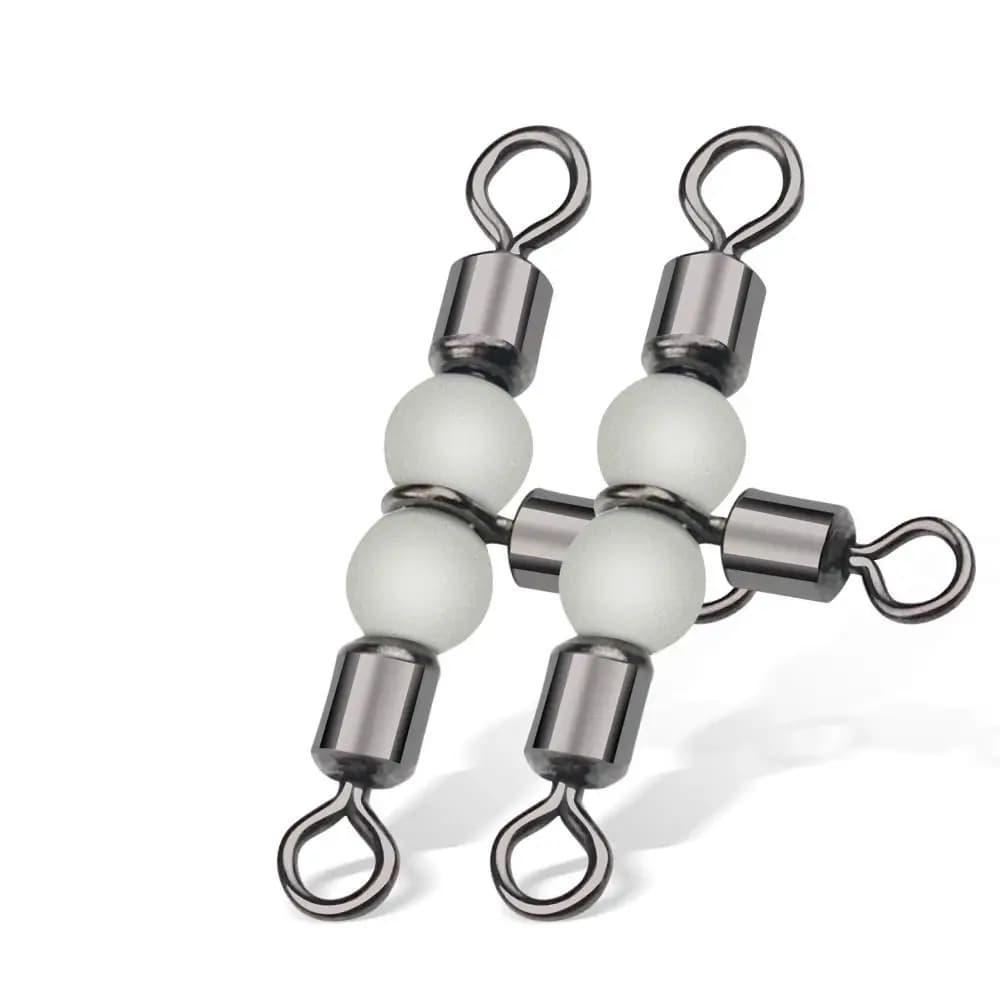 Fishing hooks rolling Triple swivel bearing connector swivel fishing ring solid fishing equipment fishing connector light beads