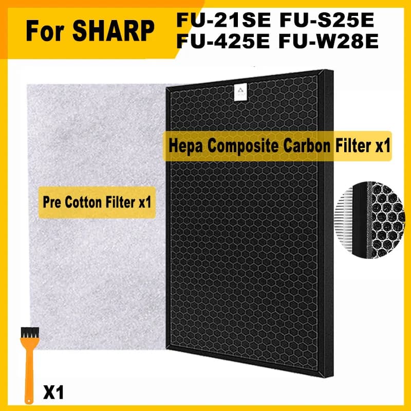 for Sharp Air Purifier FU-21SE FU-S25E FU-425E FU-W28E FZ-425SFE Replacement Hepa Filter and Carbon Cotton Filter