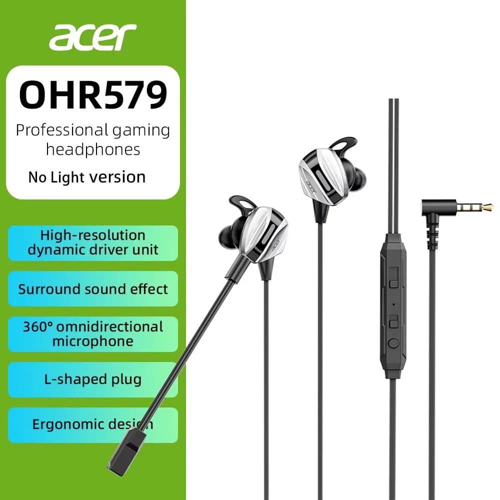 Universal Acer Cables for Gaming with Microphone, Player Headphones, Compatible with Pubg, PS4, CSGO, Telephone, Tablet, Laptop, Universal for Games