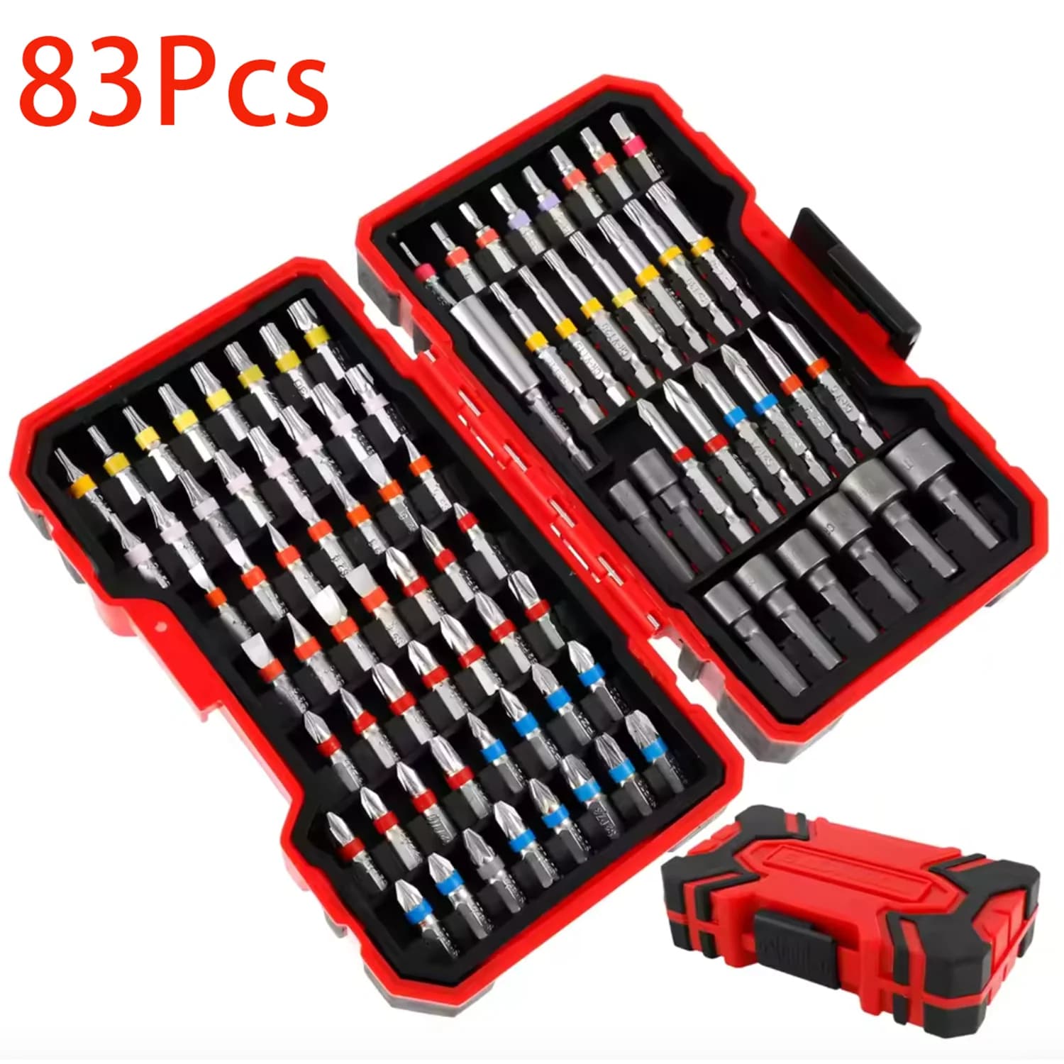 Set of 83 Cacciavite and Trapano S2 Stainless Steel Magnetic Inserts, Cross Tips, Squares, Star, Hexagonals, Torx