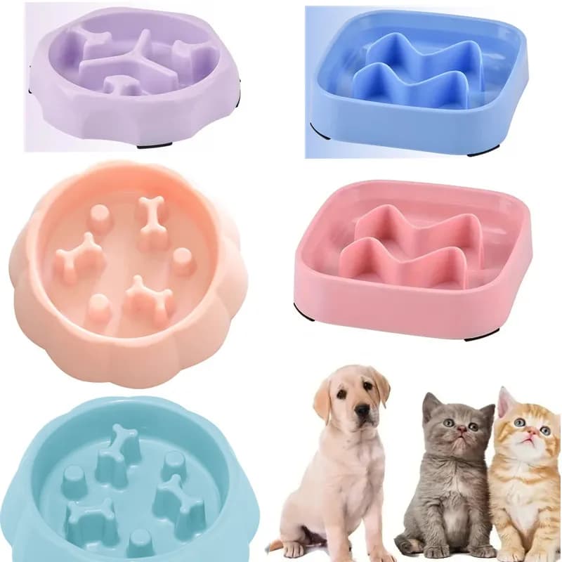 Forniture per animali domestici Ciotola per gatti con alimentatore lento colorato Ciotola per cibo puzzle per cani in plastica anti-soffocamento, bacino per acqua per cani per alleviare l'ansia