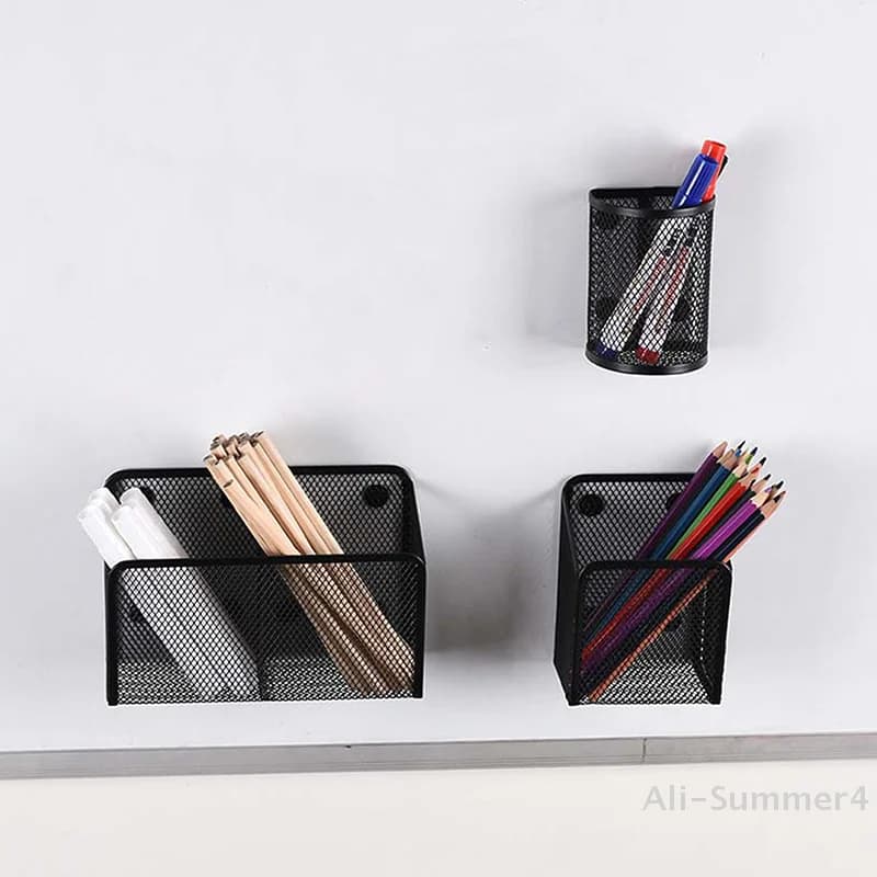 Portapenne magnetico Portaoggetti per cancelleria Cestino in rete Penna da tavolo Contenitore per pennelli per trucco Organizzatore per frigorifero da cucina