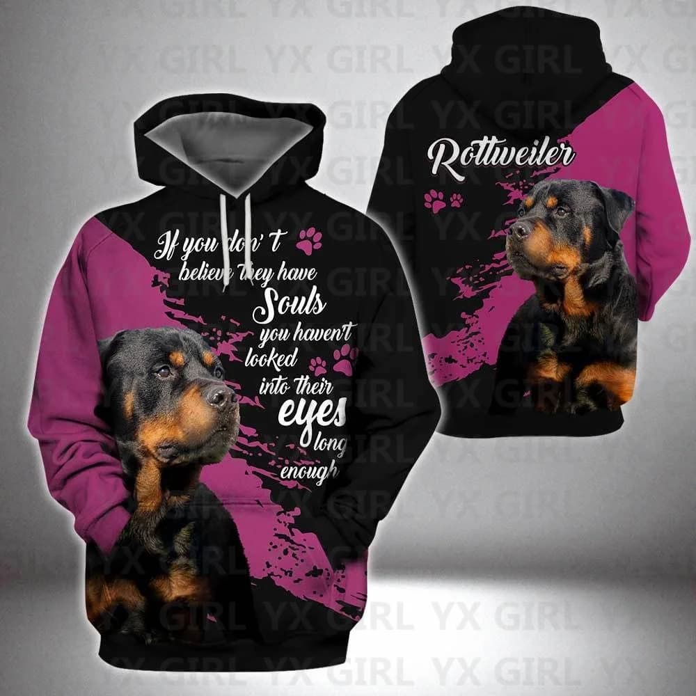 Rottweiler/pastore tedesco/Cane Corso 3D All Over stampato felpe con cappuccio da donna per uomo pullover Street tuta Love Dog Gift