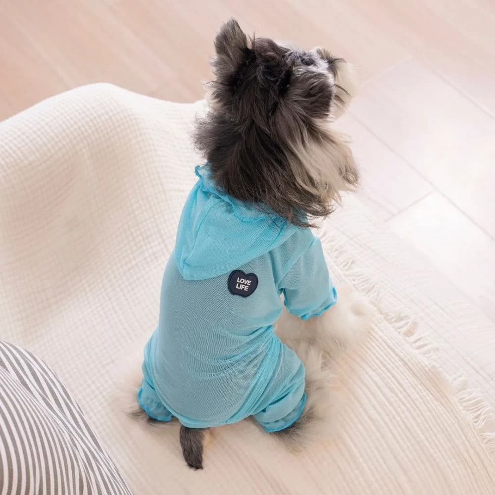 Pet Sportswear Breathable Mesh Dog Cooling Clothing Hooded Soft Pet Jumpsuit Full Body Dog Pajamas Outdoor