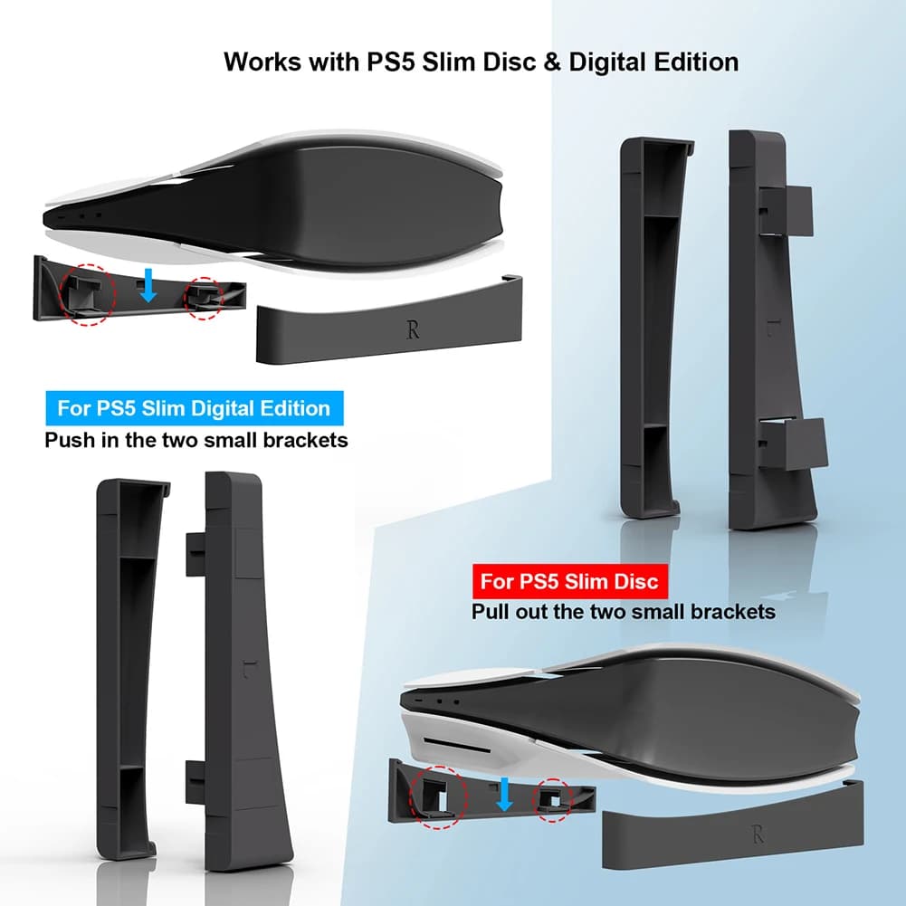 2pcs/set Horizontal Storage Stand for PS5 Slim Digital /Optical Drive Edition Game Console Dock Mount Holder For PS5 Accessories
