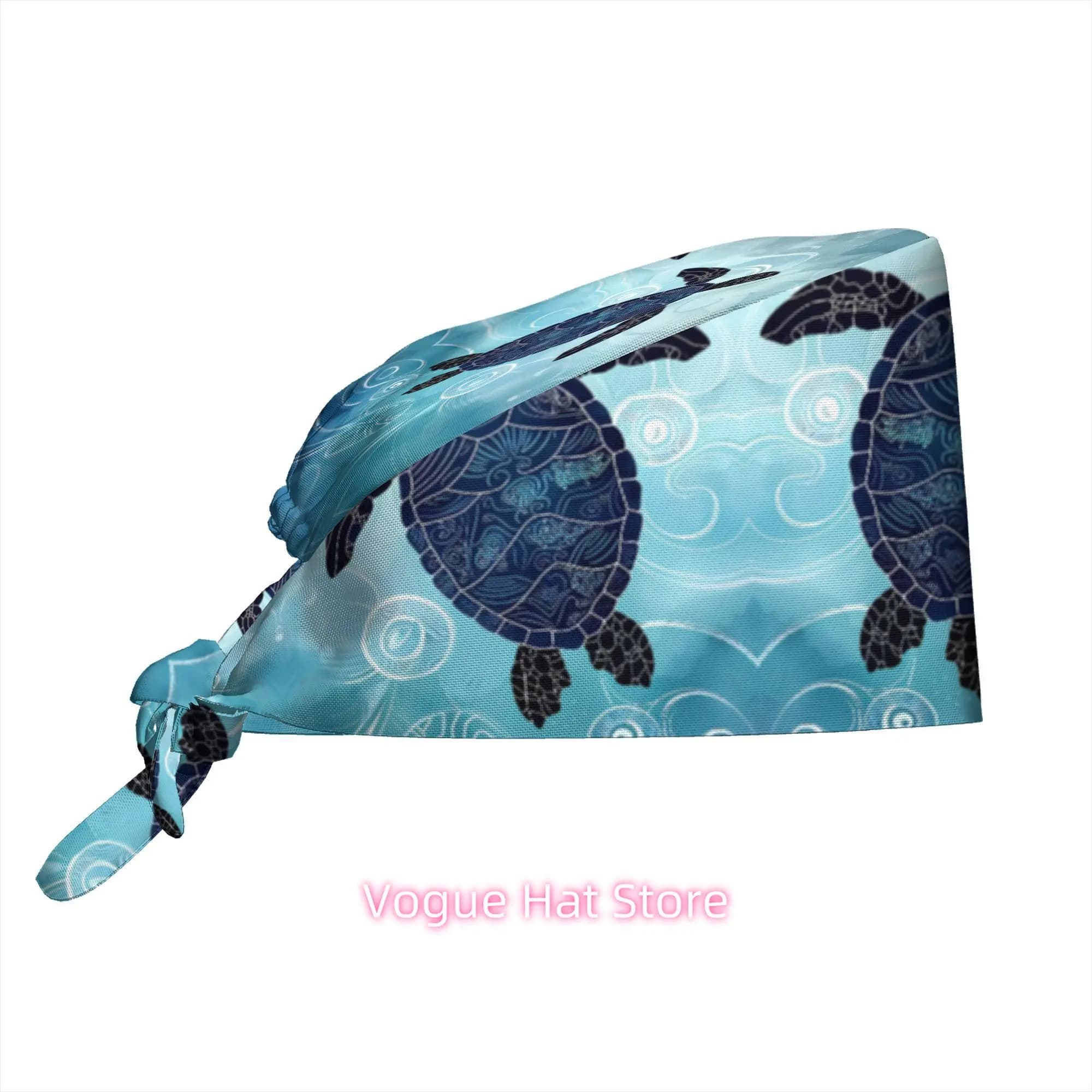 Reversible and folding unisex work cap with swim turtle pattern - Suitable for Chinese New Year, Valentine's Day, events, laptop