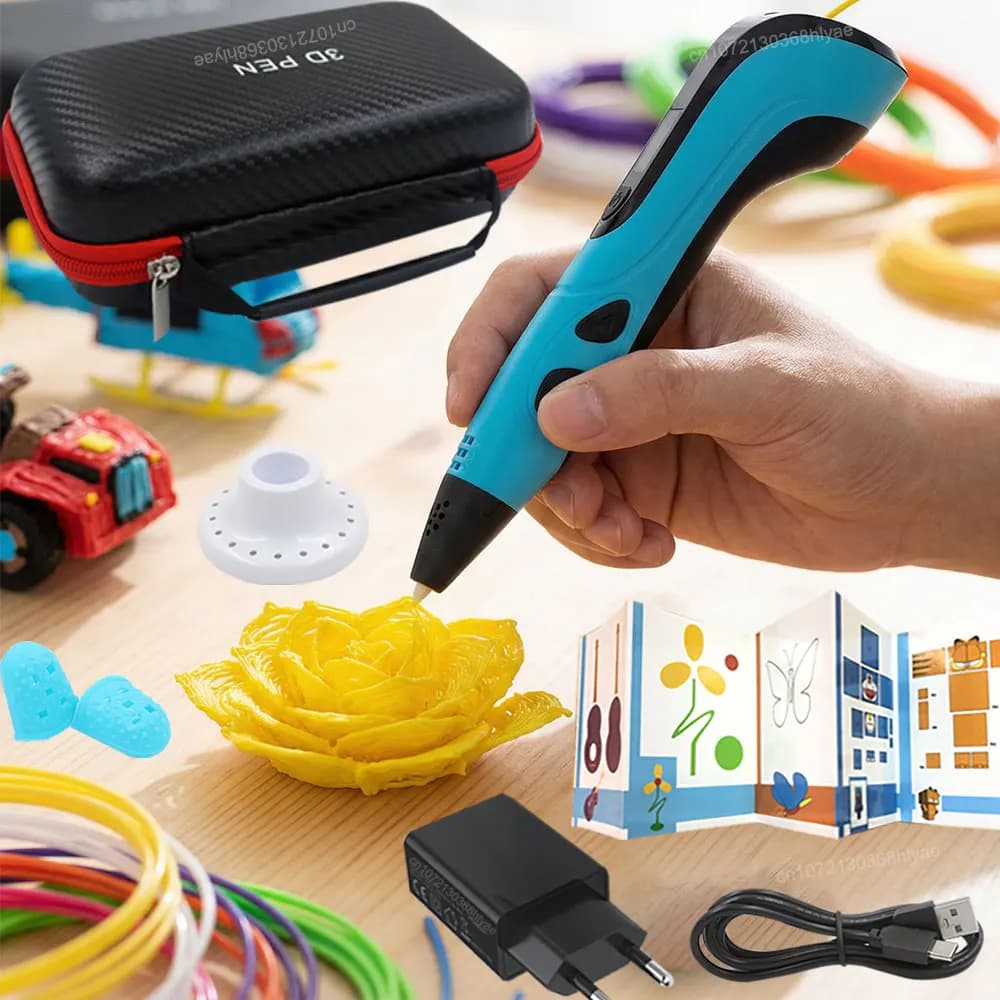 New 3D Pen for Children with Power Adapter, LCD Display, Travel Case, PLA Thread, Birthday and Christmas Gift, Children's Lover