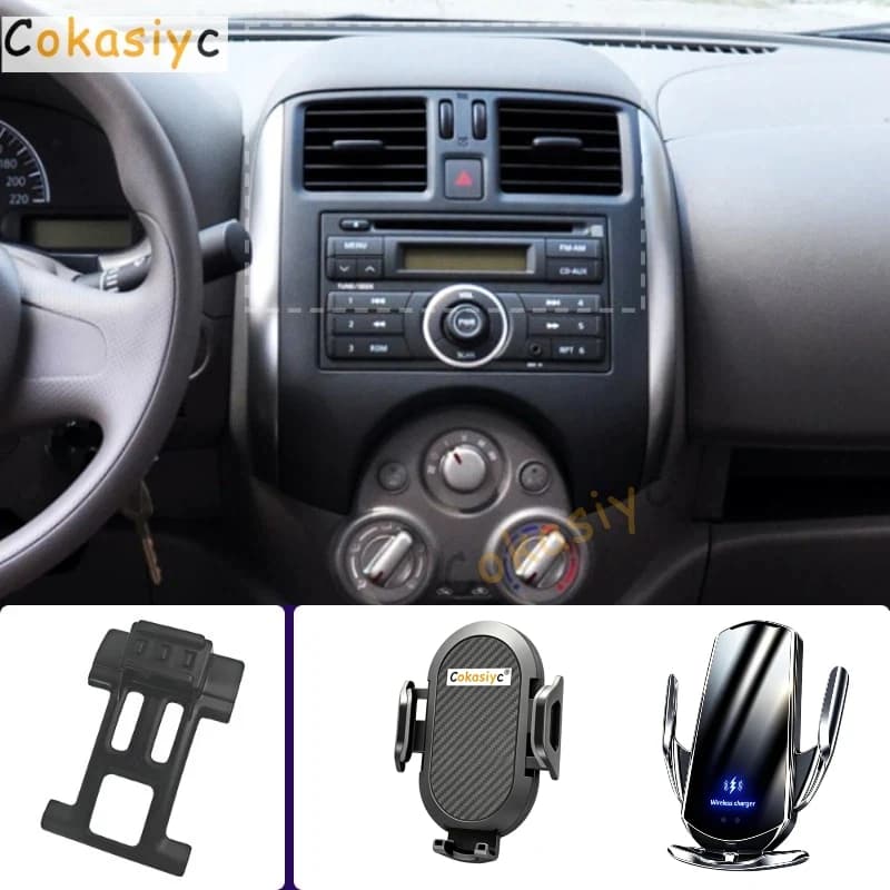Supporto per telefono da auto per bracciolo Nissan Versa Sunny N17 2011 2012 2013, base fissa speciale con ricarica wireless per cellulare