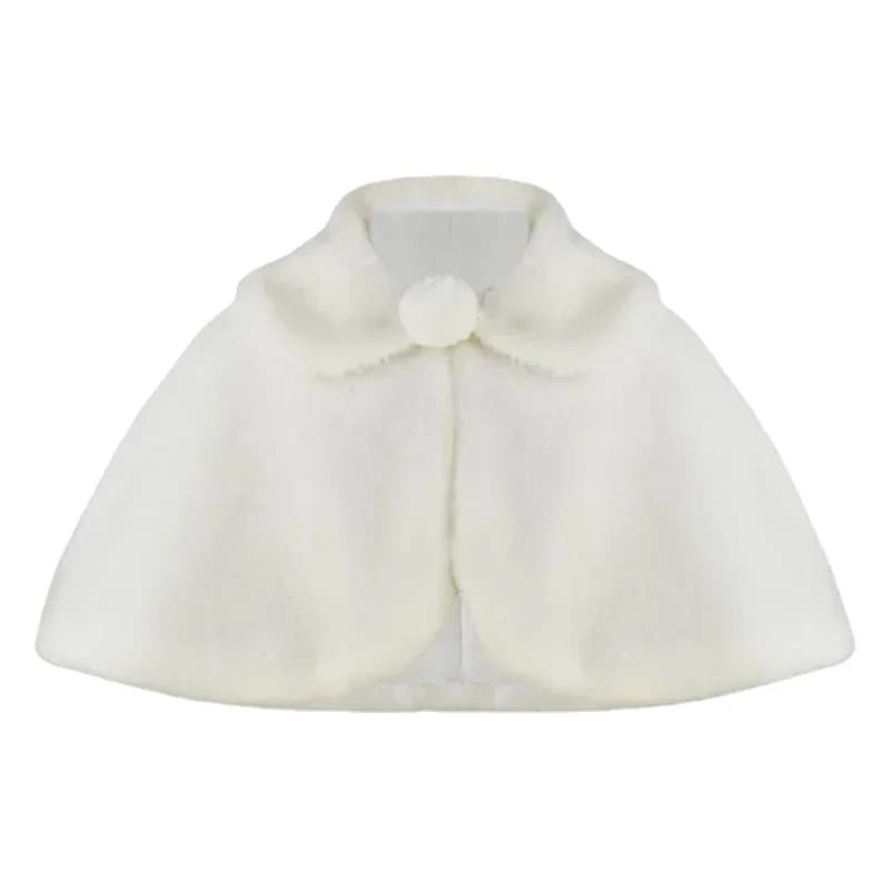 Scialle di peluche per ragazze Elegante abito da principessa Cappotto abbinato Mantello per ragazze di fiori Accessori per mantello con risvolto in tinta unita per bambini