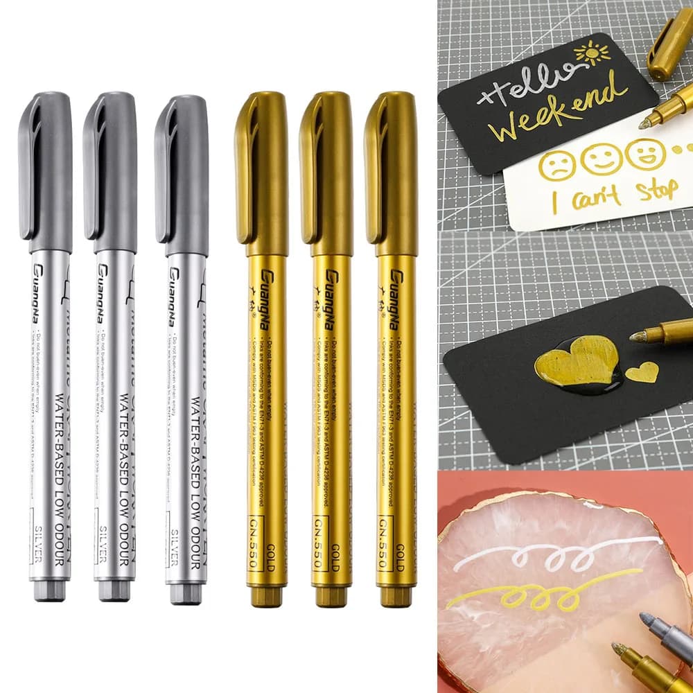 Pennarelli per vernice permanente impermeabili in metallo color oro argento da 1,5 mm per vernice fai da te Stampo in resina epossidica Penna per artigianato artistico