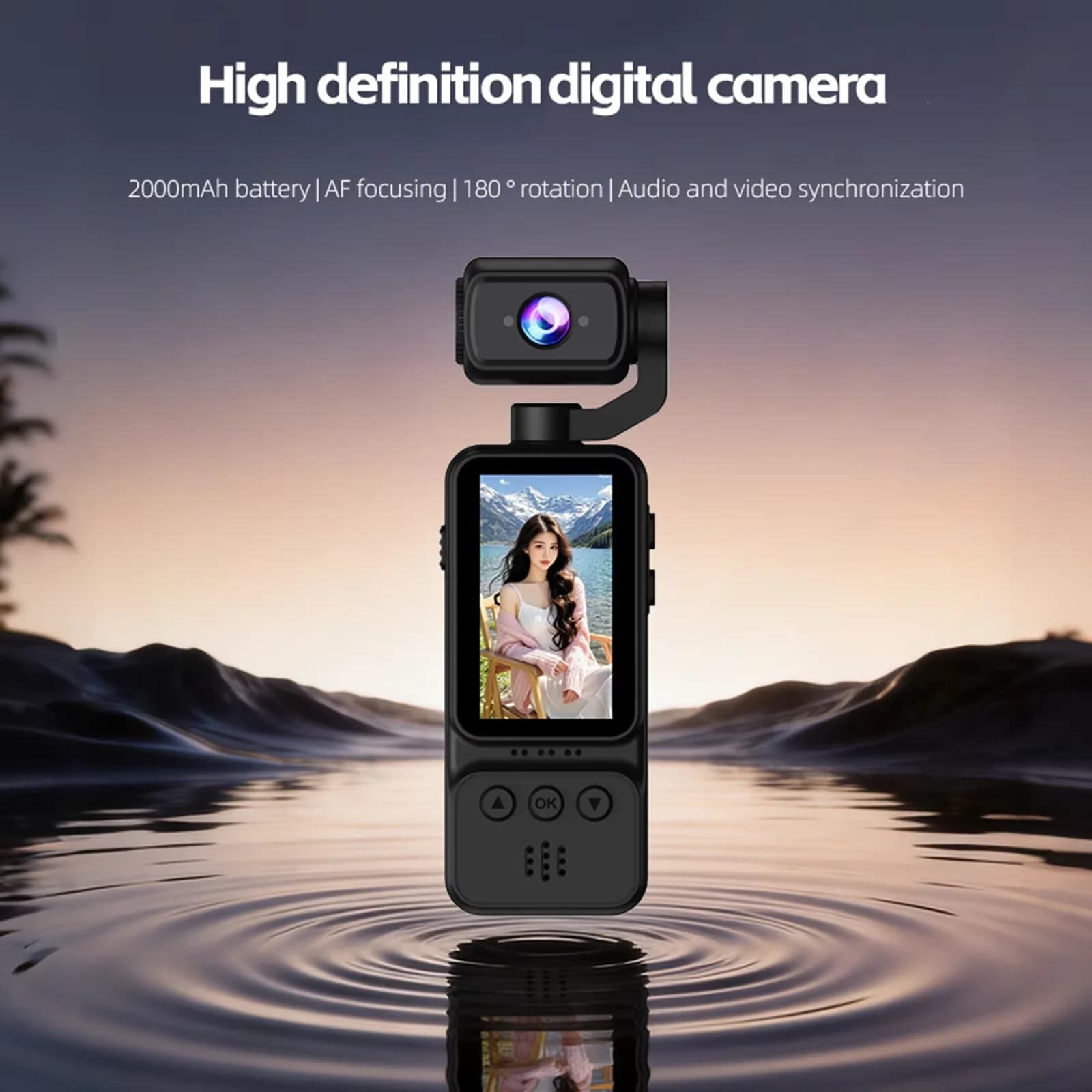 Classic Style Auto Focus 180-Degree Rotating Lens 4K Handheld HD Action Camera For Travel Driver Recorder Motorcycle Vlog