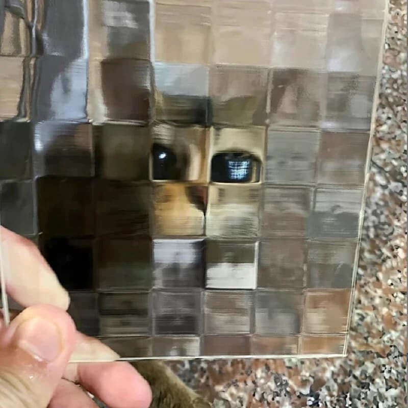 1Pcs Double-Square 3d Glass Photo Backdrops Cute Playful Mosaic Pixel Pet Props For Cats Dogs Creative Photography Prop