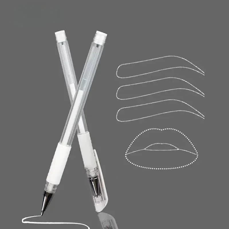 2PCS Eyebrow Marker Pen Microblading Surgical Skin Permanent Make up Supplies White Surgical Scribe Tool Tattoo Accessories Pens