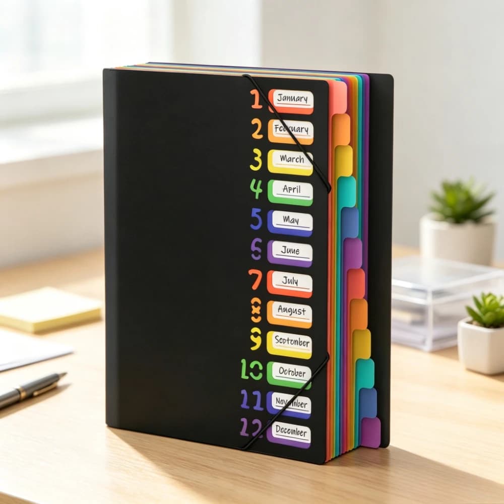 Multi-layer A4 Folder Color Folder 12 Labels Rainbow Inner Page Storage Book File Folder Document Bag School Office Accessories