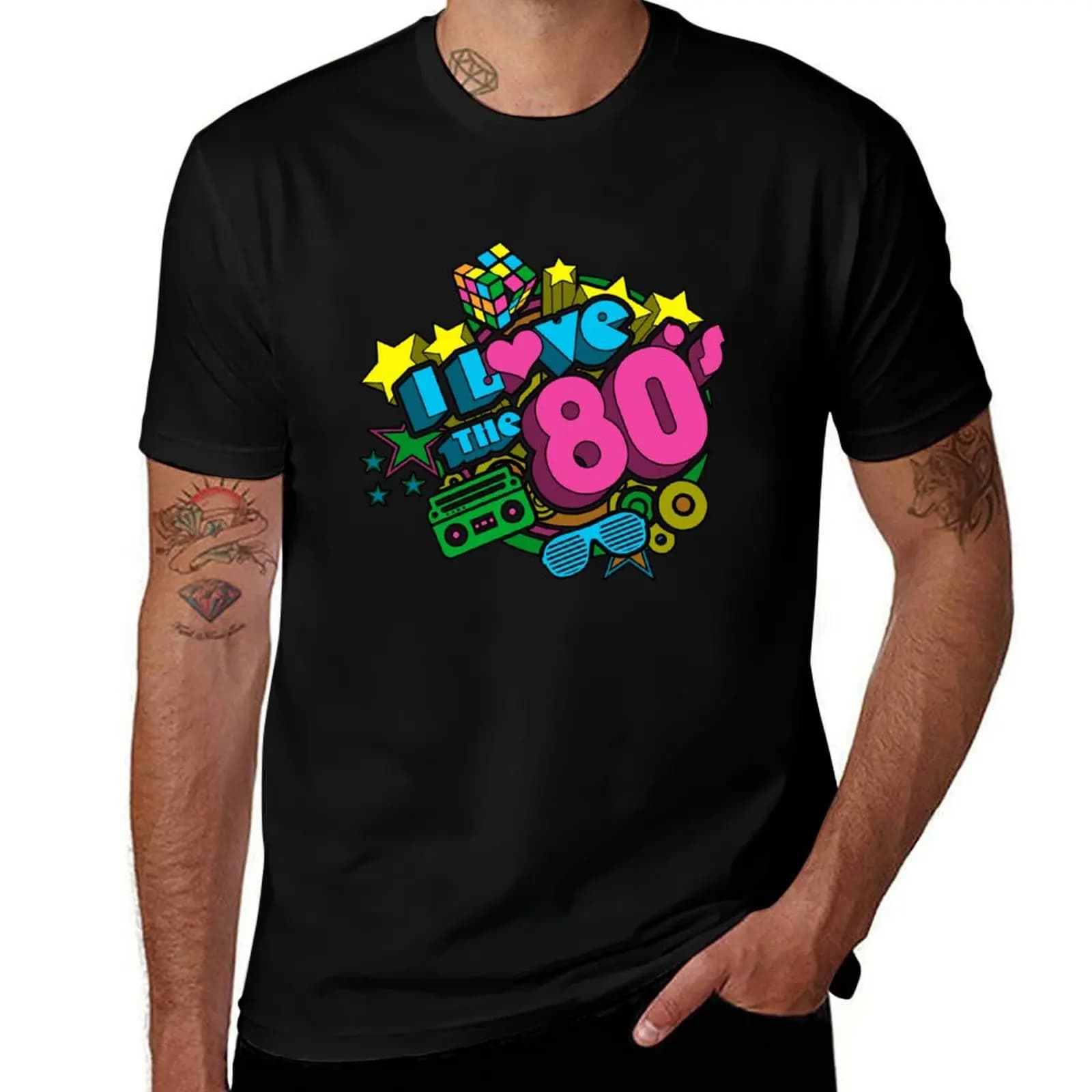 Love 80s I The Culture Throwback Retro Pop Eighties T-shirt sportiva casual in cotone a maniche corte