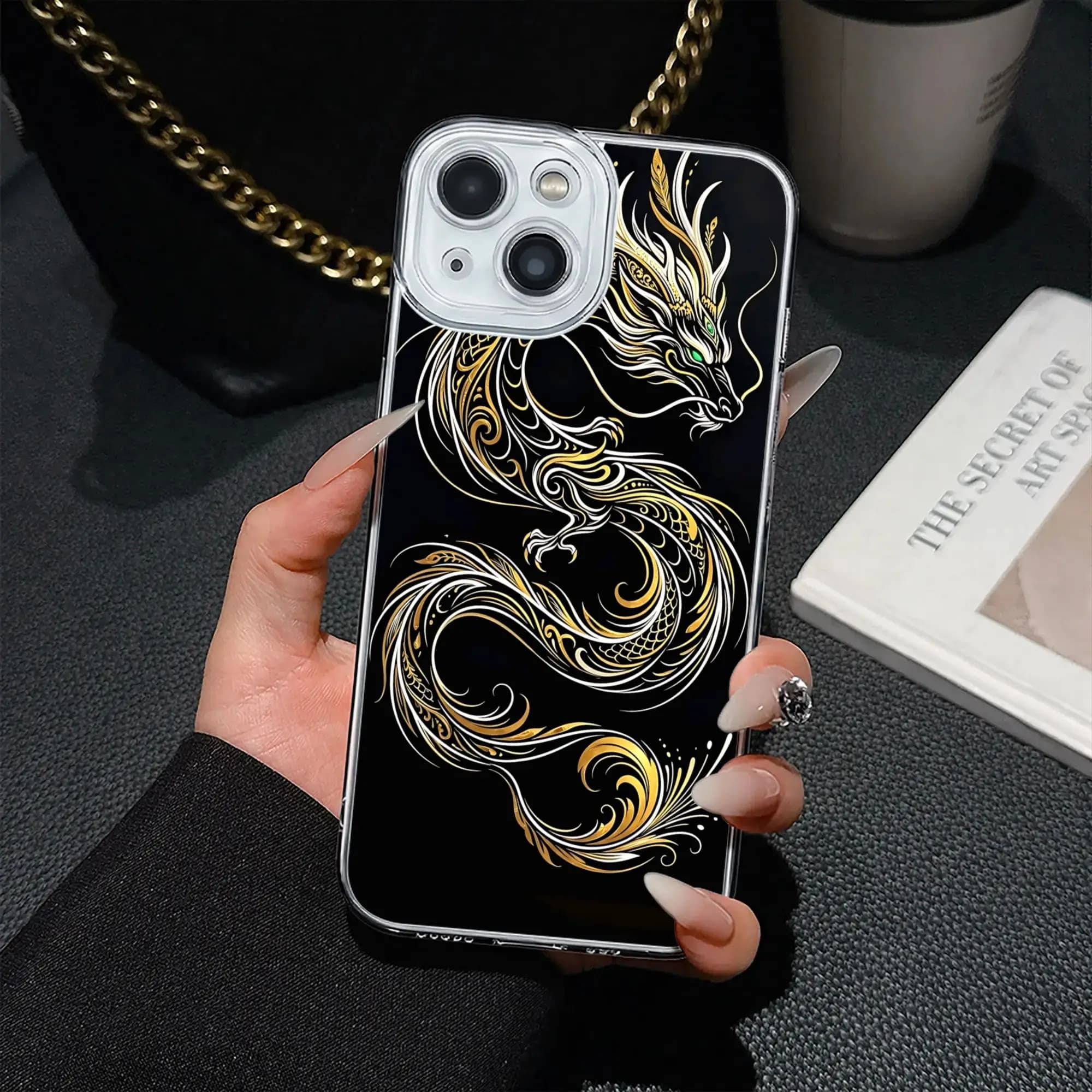 New Armor Bumper Chinese Golden Dragon Tattoo Graphic Phone Case for IPhone 17 16 15 14 13 12 11 Cover