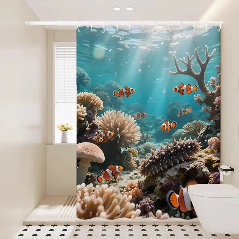 Tenda da Doccia VIKAM a Tema Marino con Separazione Asciutto-Bagnato Resistente alla Muffa per Divisori Bagno e Arredamento Casa
