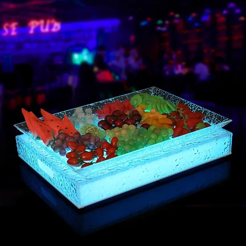Bar piatto di frutta con motivo ghiaccio acrilico luminoso KTV night party club piatto di frutta grande piatto di frutta secca per snack